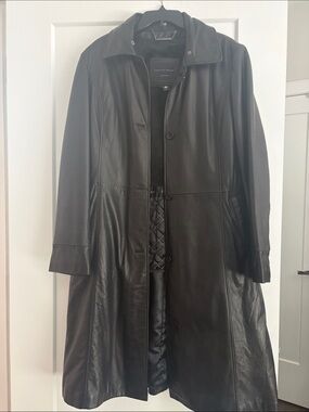 Knoles & Carter Italian Vintage Lambskin Black Long Leather Coat